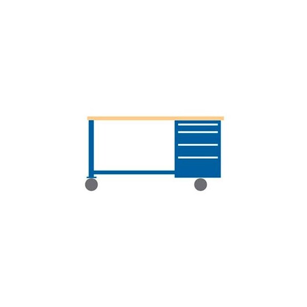 Lista International 60x30x37.25 Cabinet & Leg mobile workbench w/4 drawers, butcher block top WB2200-BTS6030-BB - main